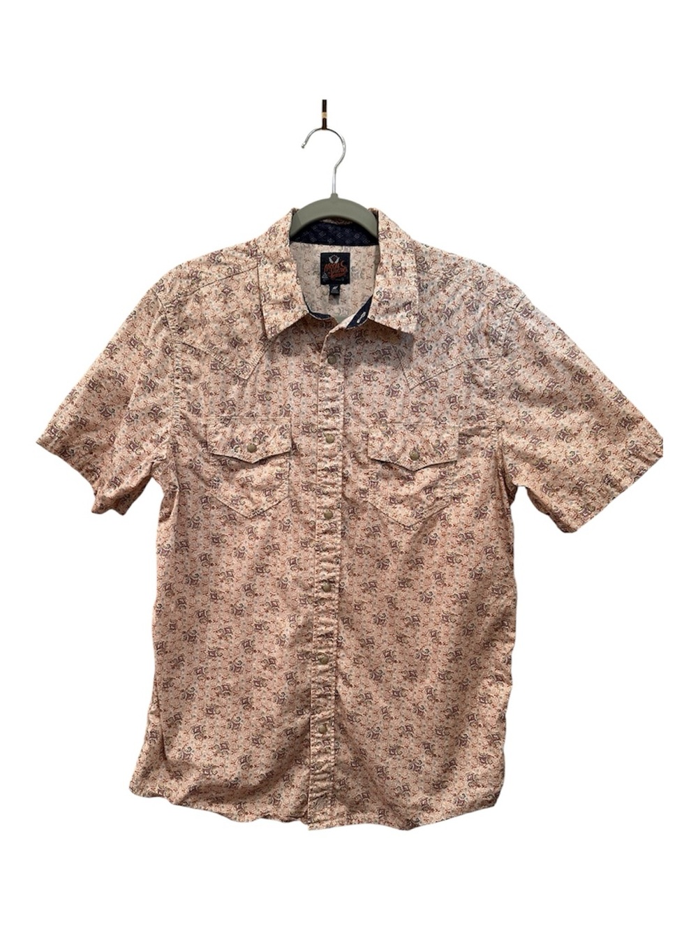 Men's Short Sleeve Snap Button Shirt Floral Western Rodeo Cowboy Sz M